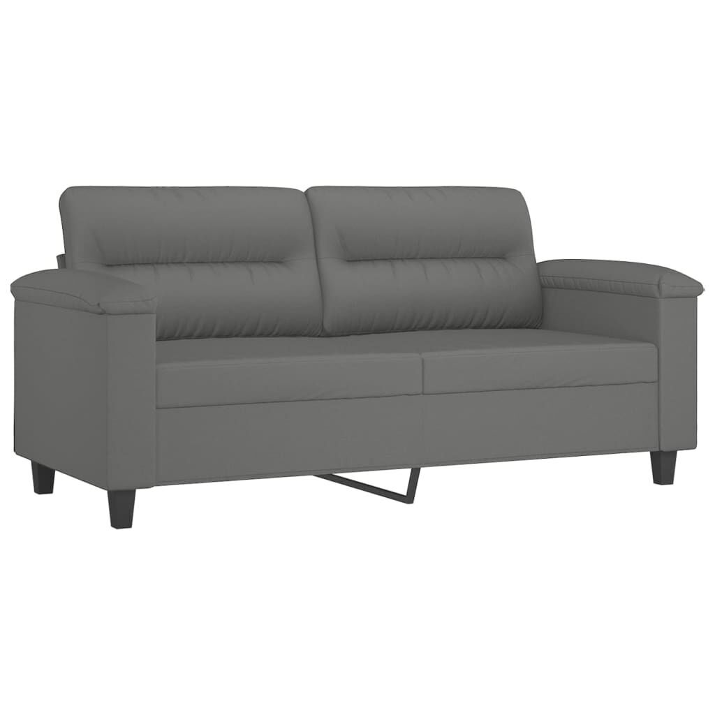 2 Piece Sofa Set with Cushions Dark Grey Microfibre Fabric Price
