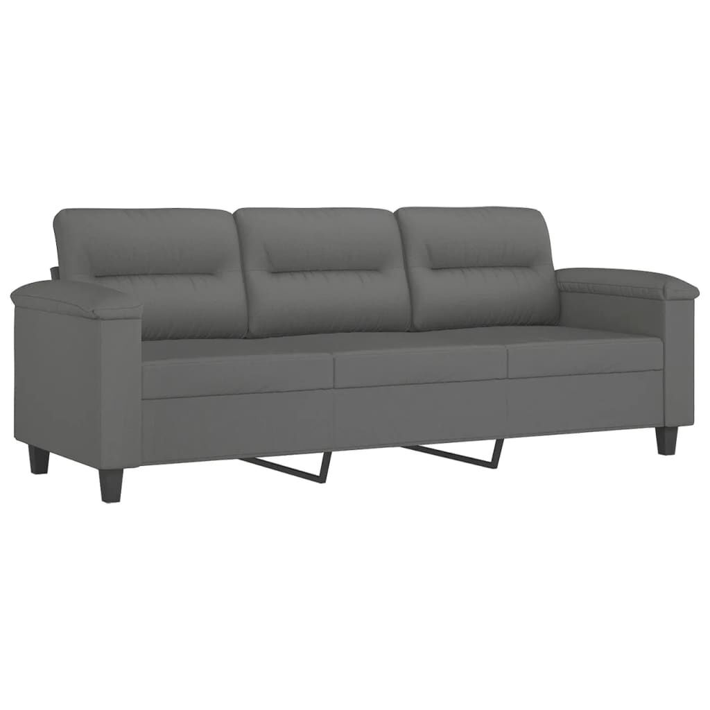 3 Piece Sofa Set with Pillows Dark Grey Microfibre Fabric Price