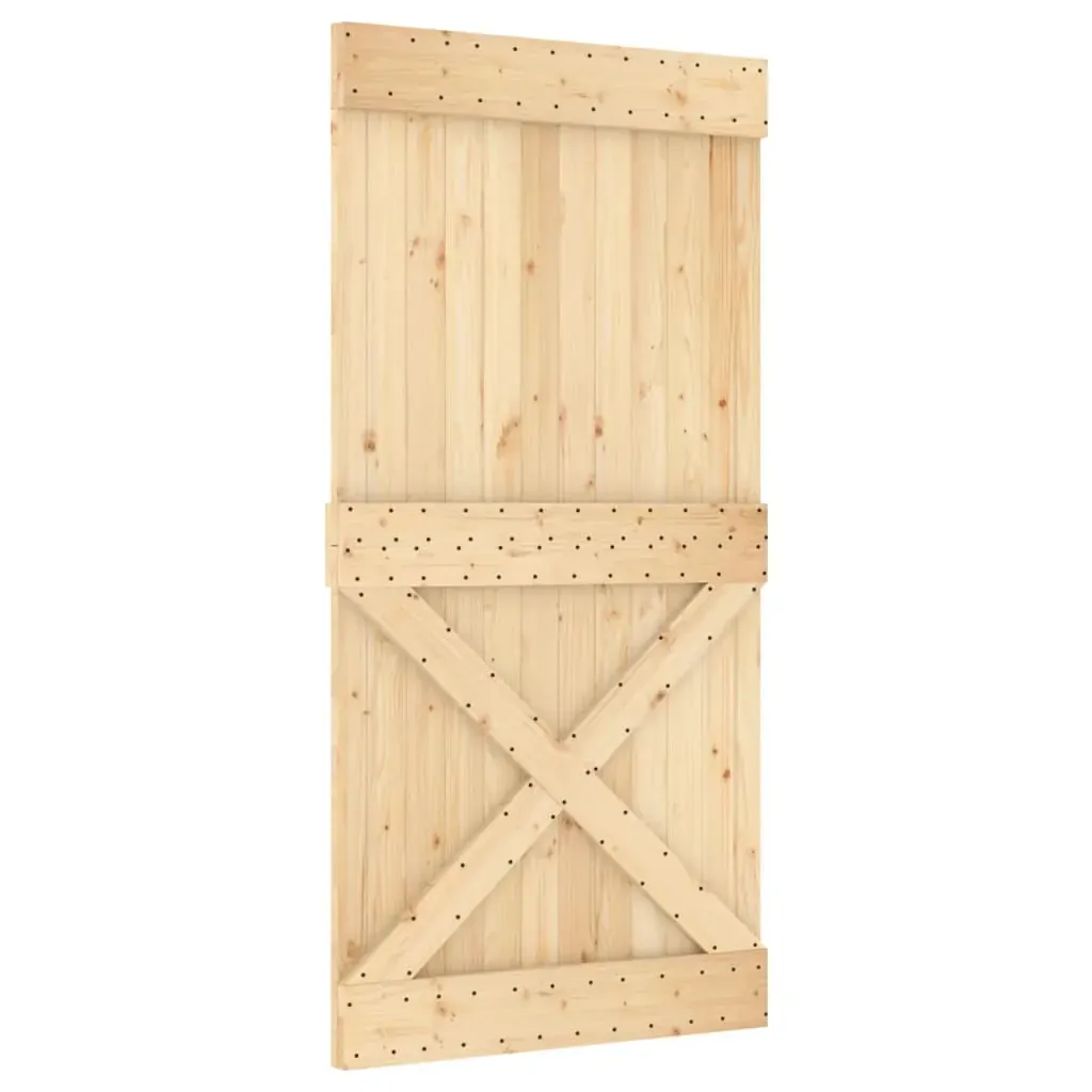Sliding Door with Hardware Set 100x210 cm Solid Wood Pine Price