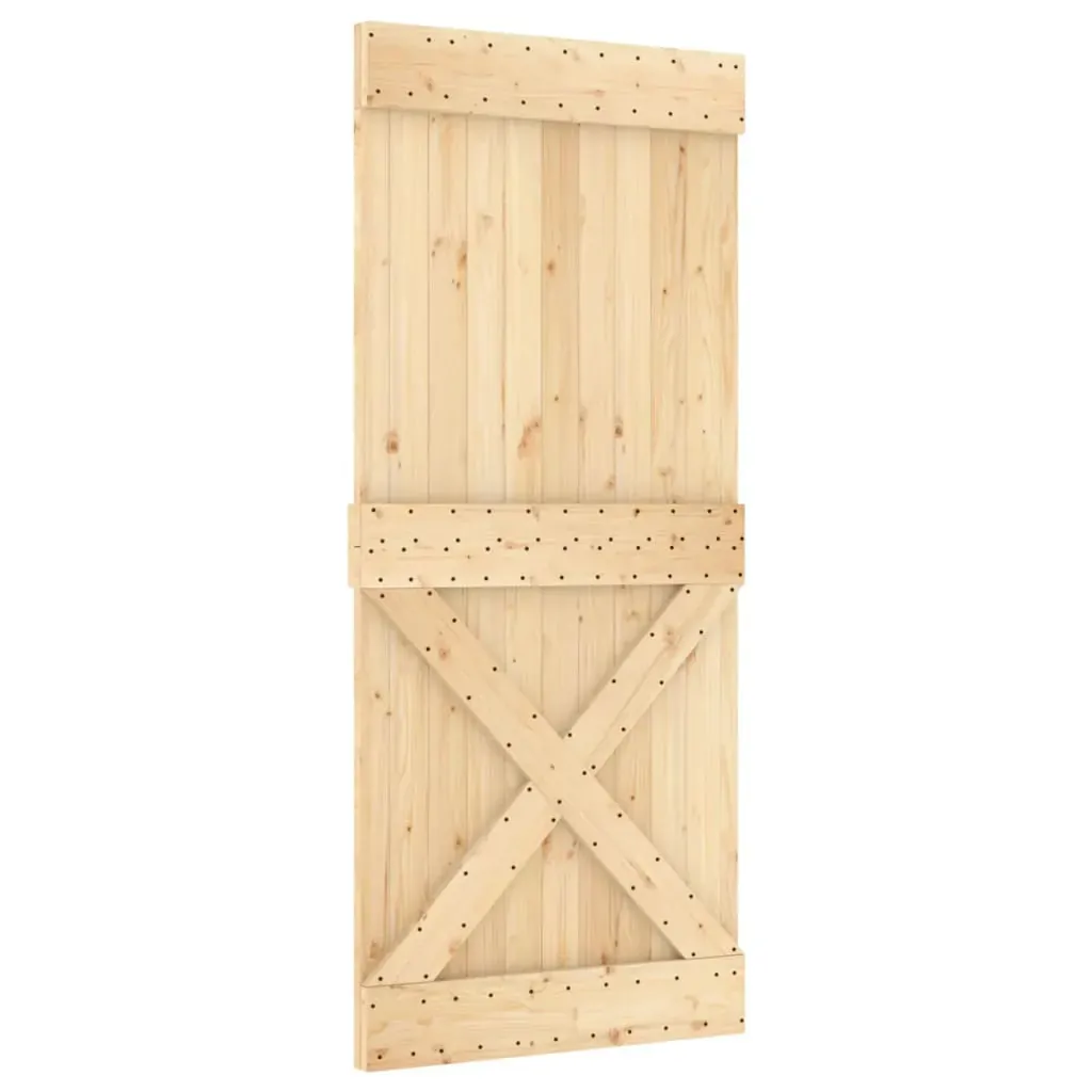 Sliding Door with Hardware Set 90x210 cm Solid Wood Pine Price
