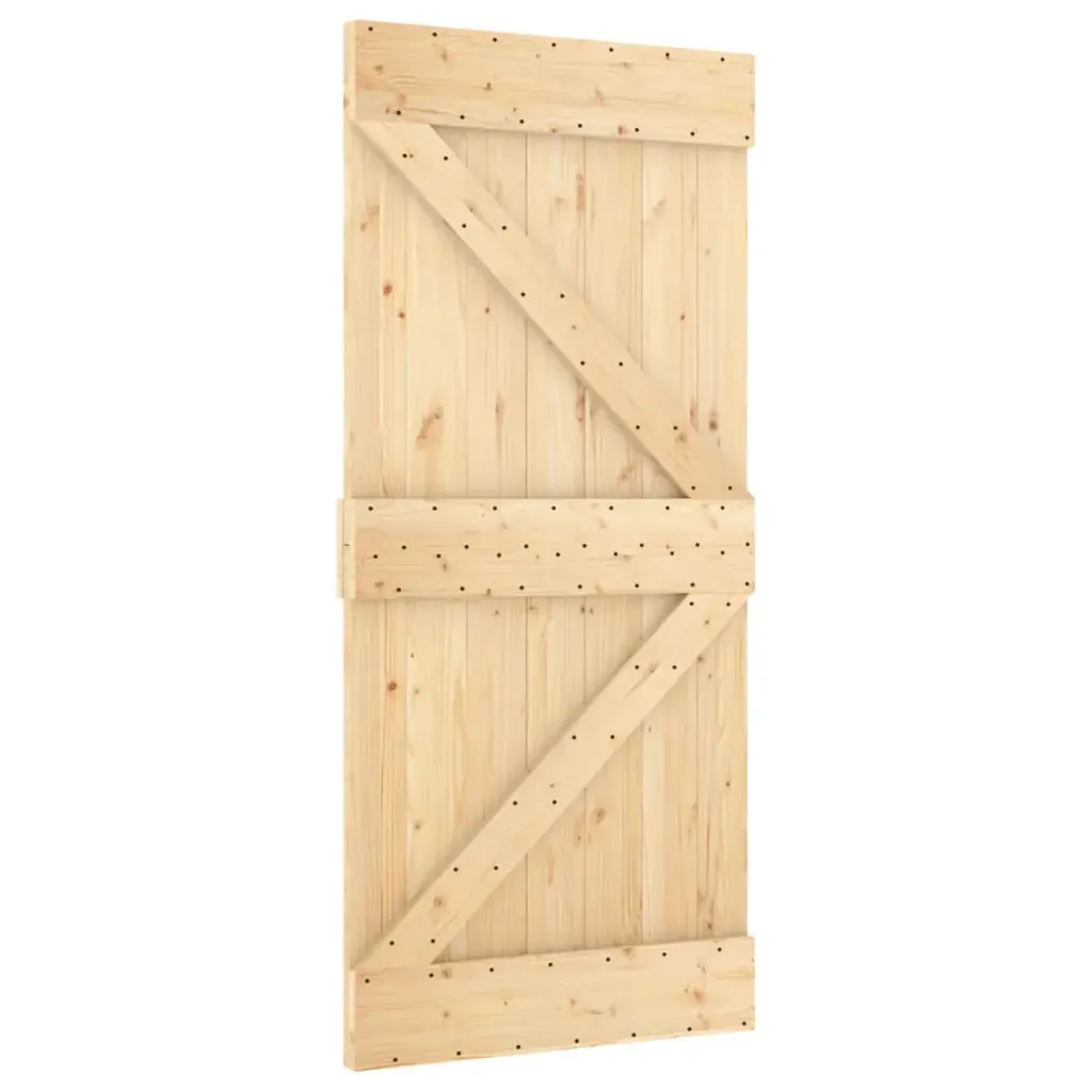 Sliding Door with Hardware Set 100x210 cm Solid Wood Pine Price