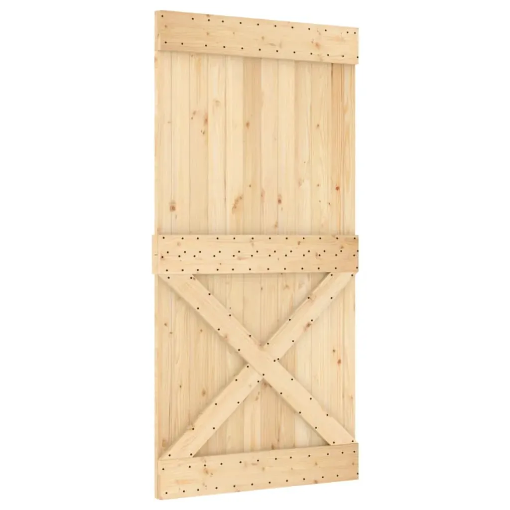 Sliding Door with Hardware Set 100x210 cm Solid Wood Pine Price