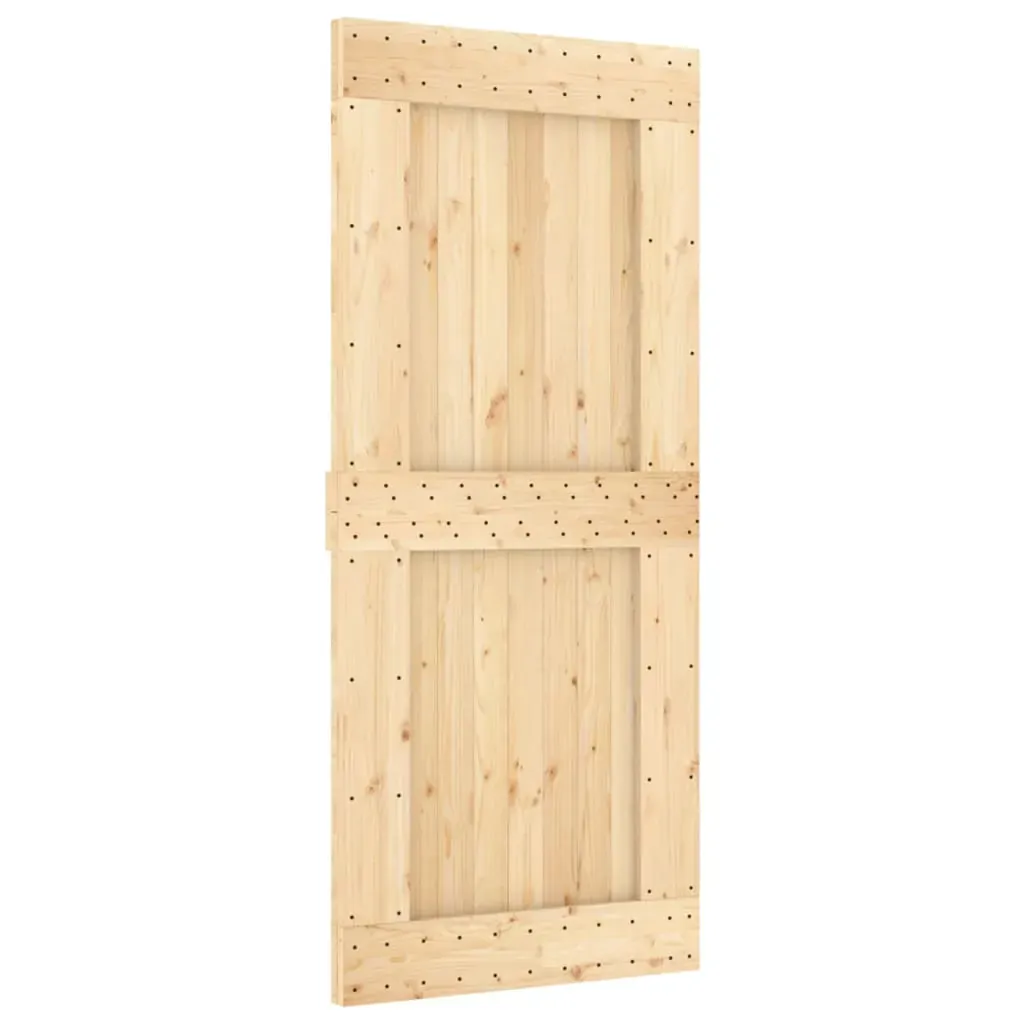Sliding Door with Hardware Set 90x210 cm Solid Wood Pine Price