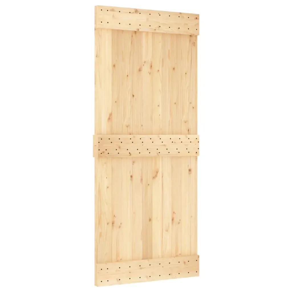 Sliding Door with Hardware Set 90x210 cm Solid Wood Pine Price