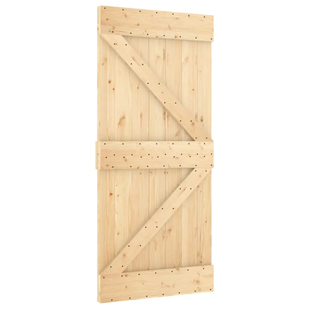 Sliding Door with Hardware Set 90x210 cm Solid Wood Pine Price