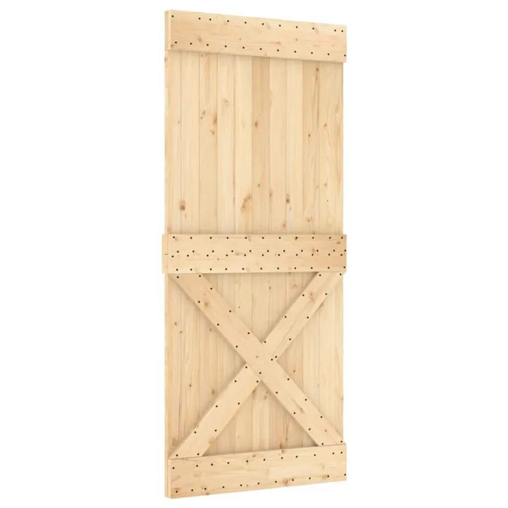 Sliding Door with Hardware Set 90x210 cm Solid Wood Pine Price