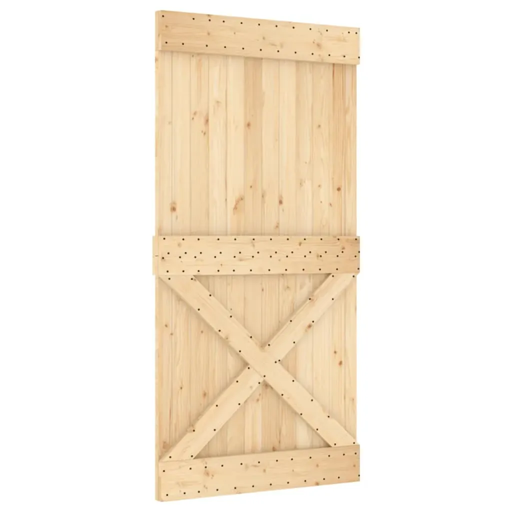 Sliding Door with Hardware Set 100x210 cm Solid Wood Pine Price