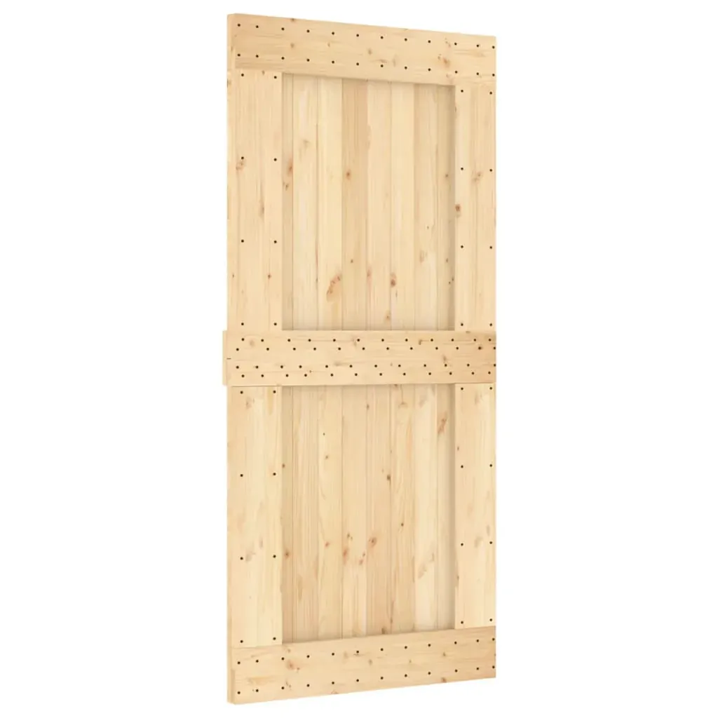 Sliding Door with Hardware Set 95x210 cm Solid Wood Pine Price