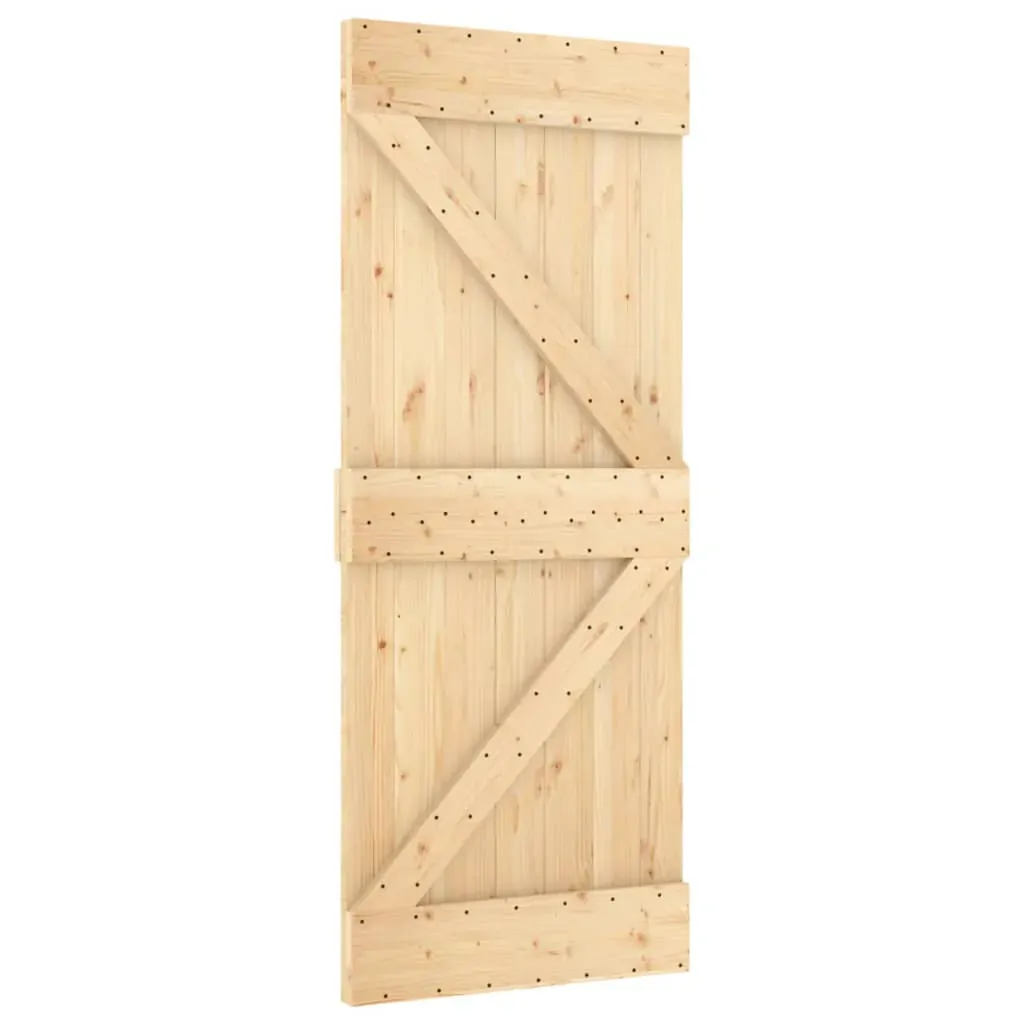 Sliding Door with Hardware Set 85x210 cm Solid Wood Pine Price