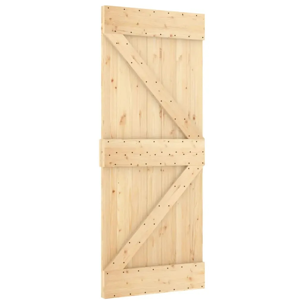 Sliding Door with Hardware Set 85x210 cm Solid Wood Pine Price
