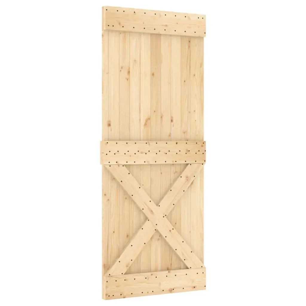Sliding Door with Hardware Set 100x210 cm Solid Wood Pine Price