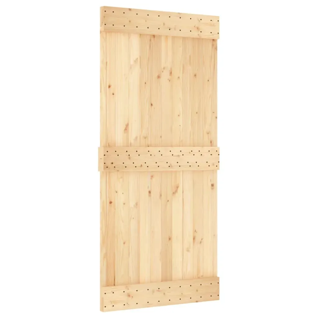 Sliding Door with Hardware Set 95x210 cm Solid Wood Pine Price