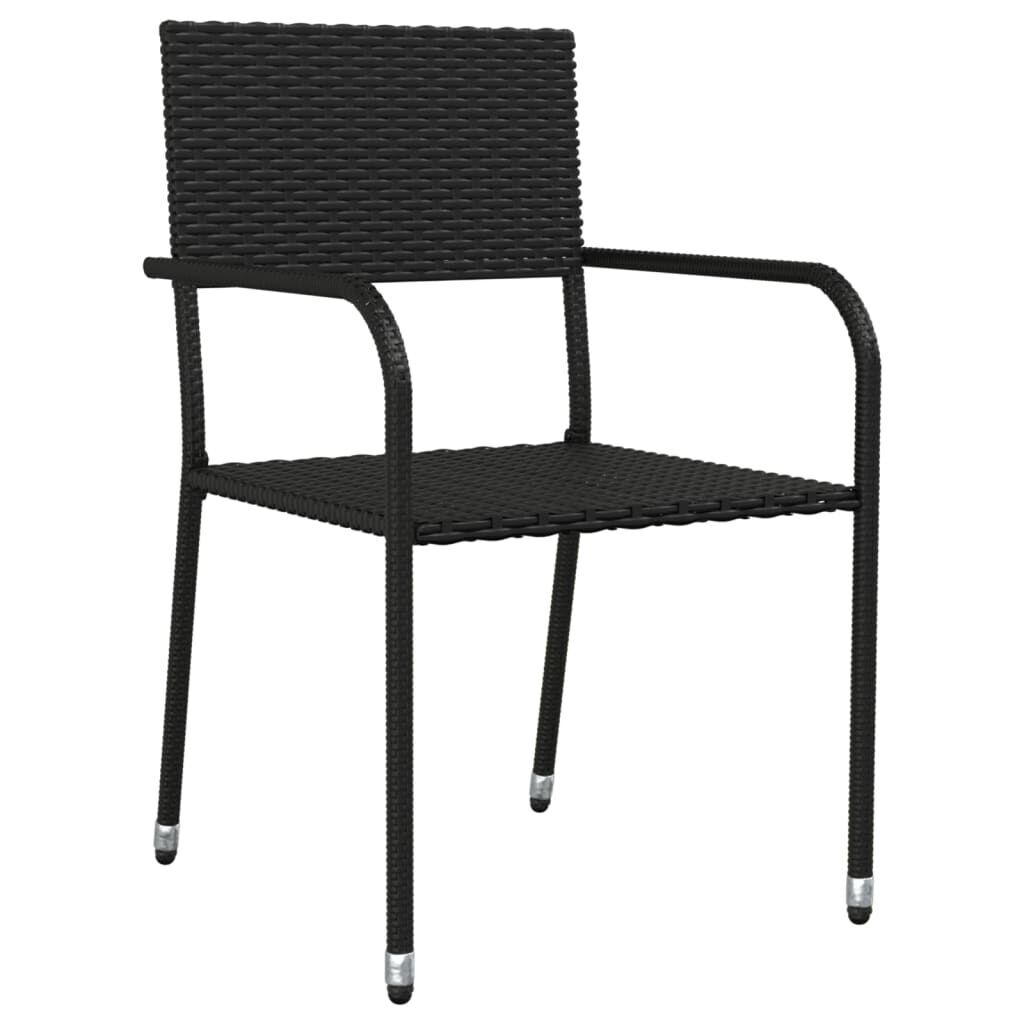 7 Piece Garden Dining Set Black Poly Rattan and Steel Price