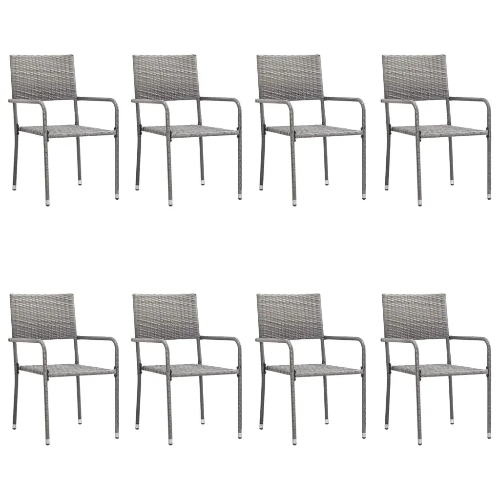 9 Piece Garden Dining Set Grey and Black Poly Rattan and Steel Price