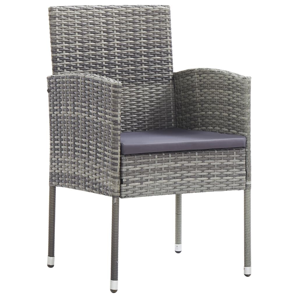 7 Piece Garden Dining Set Grey and Black Poly Rattan and Steel Price