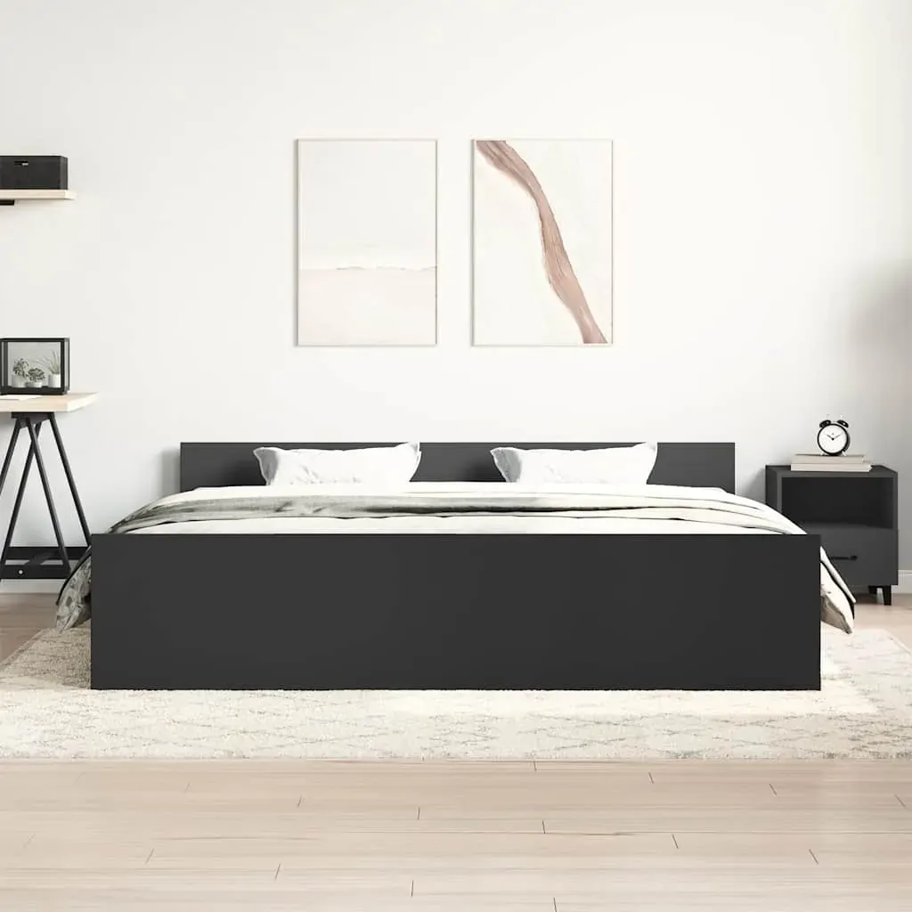 Bed Frame without Mattress Black 183x203 cm King Price