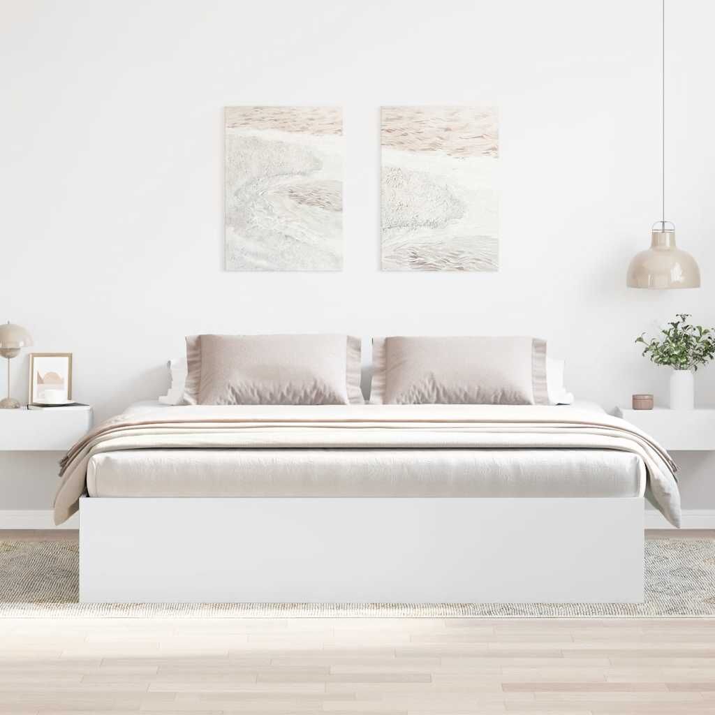 Bed Frame without Mattress White 183x203 cm King Price