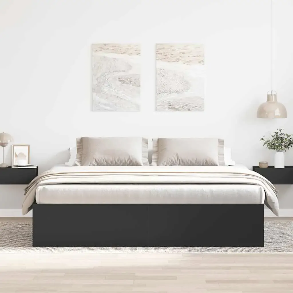Bed Frame without Mattress Black 183x203 cm King Price
