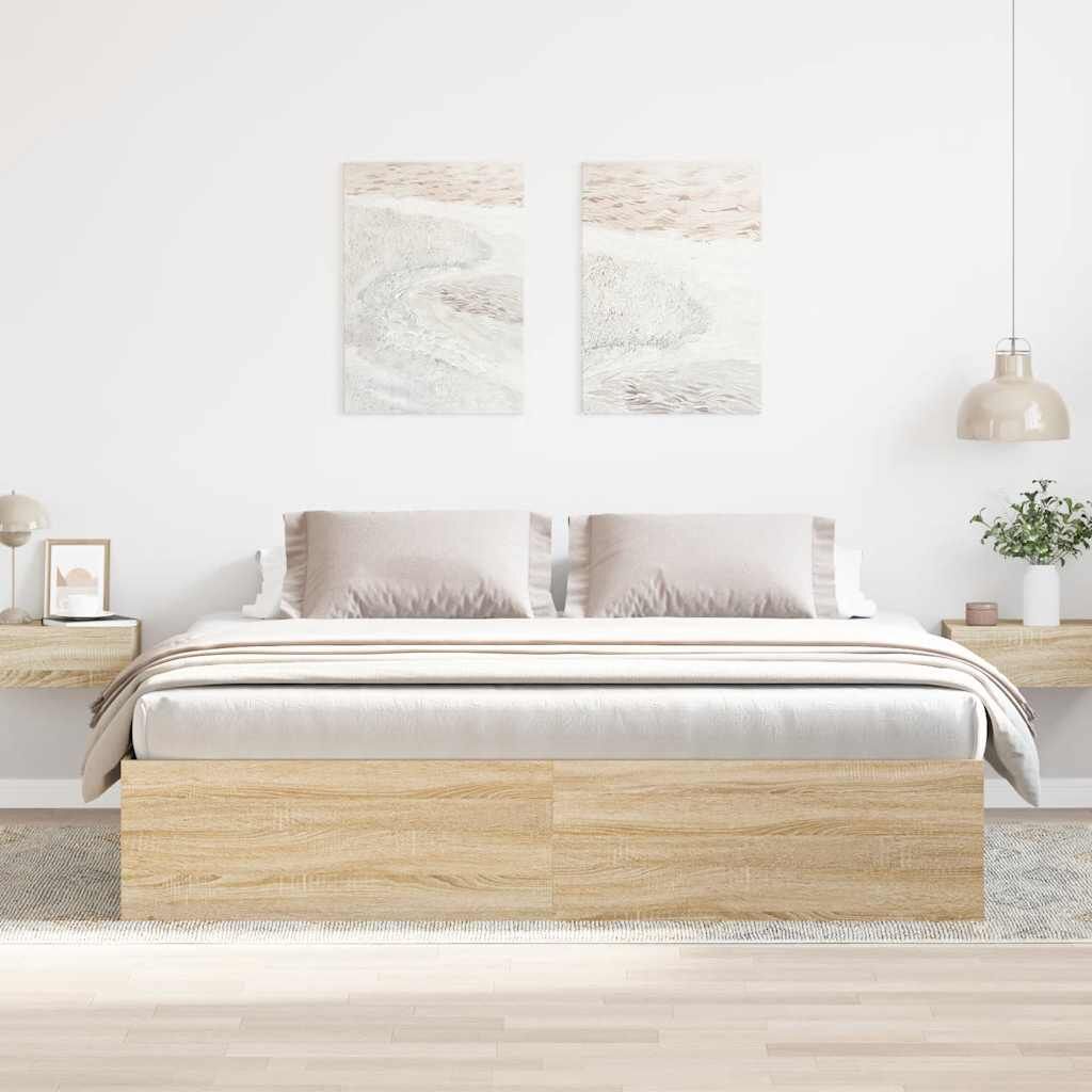 Bed Frame without Mattress Sonoma Oak 183x203 cm King Price