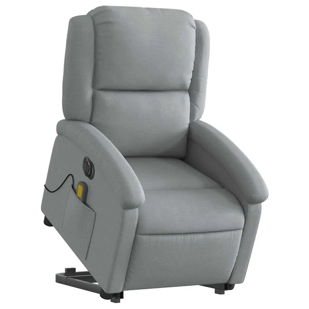 Electric Stand up Massage Recliner Chair Light Grey Fabric Price