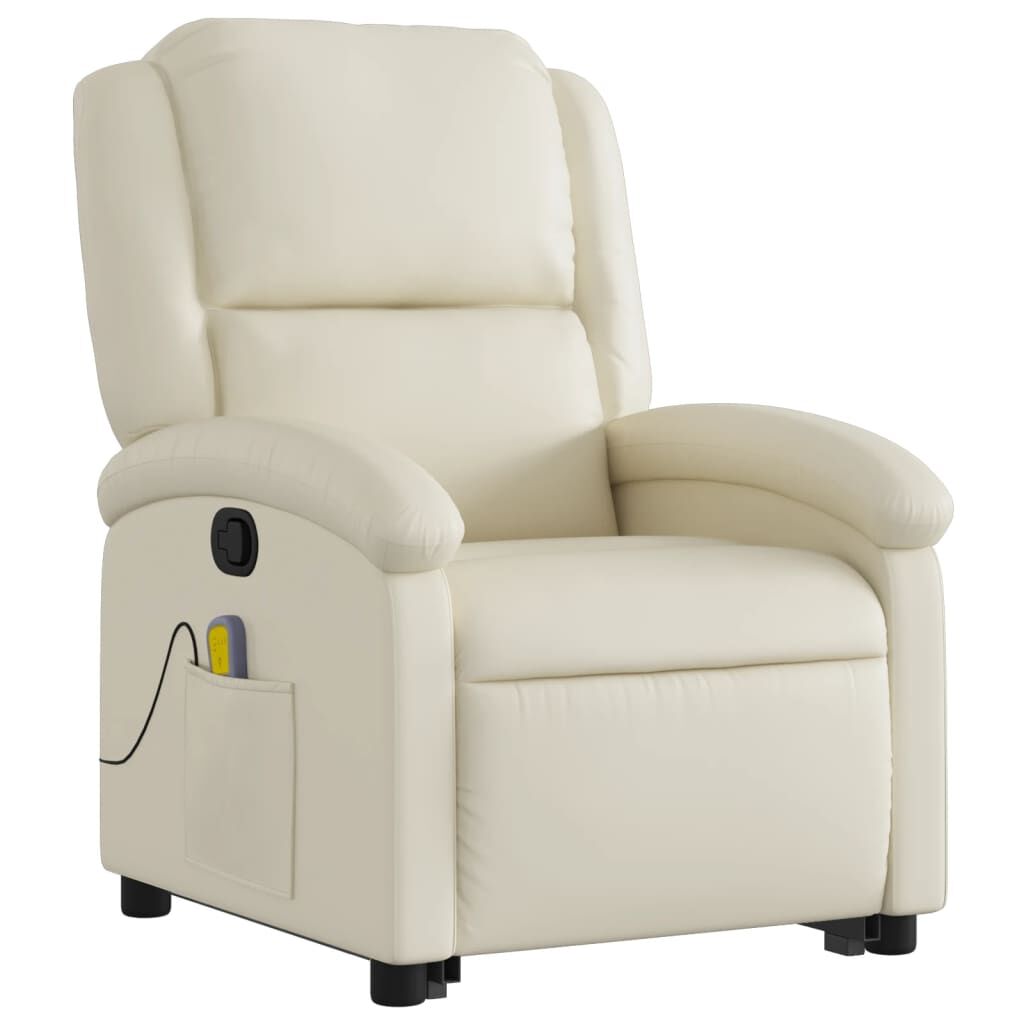 Stand up Massage Recliner Chair Cream Faux Leather Price