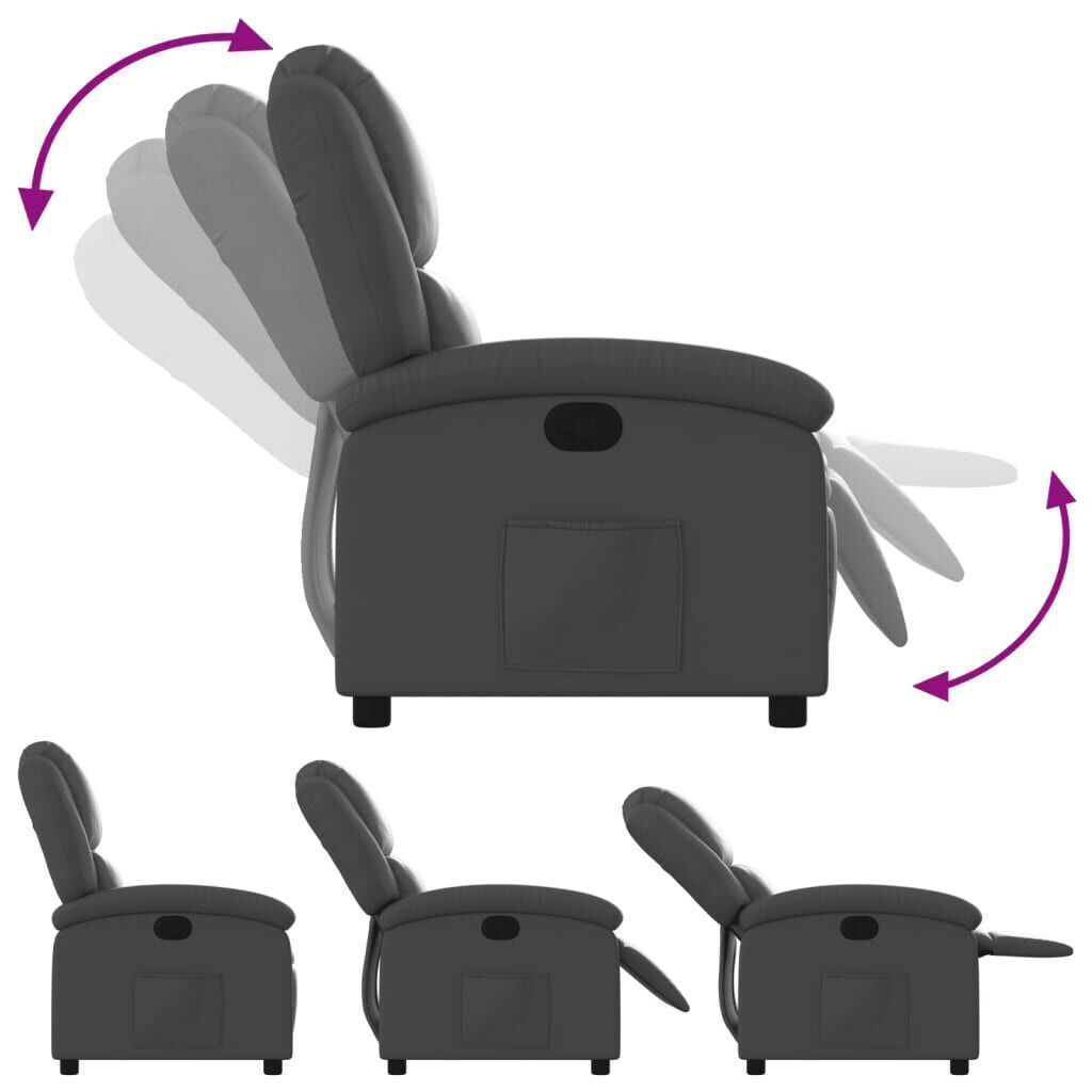 Recliner Chair Grey Real Leather Price