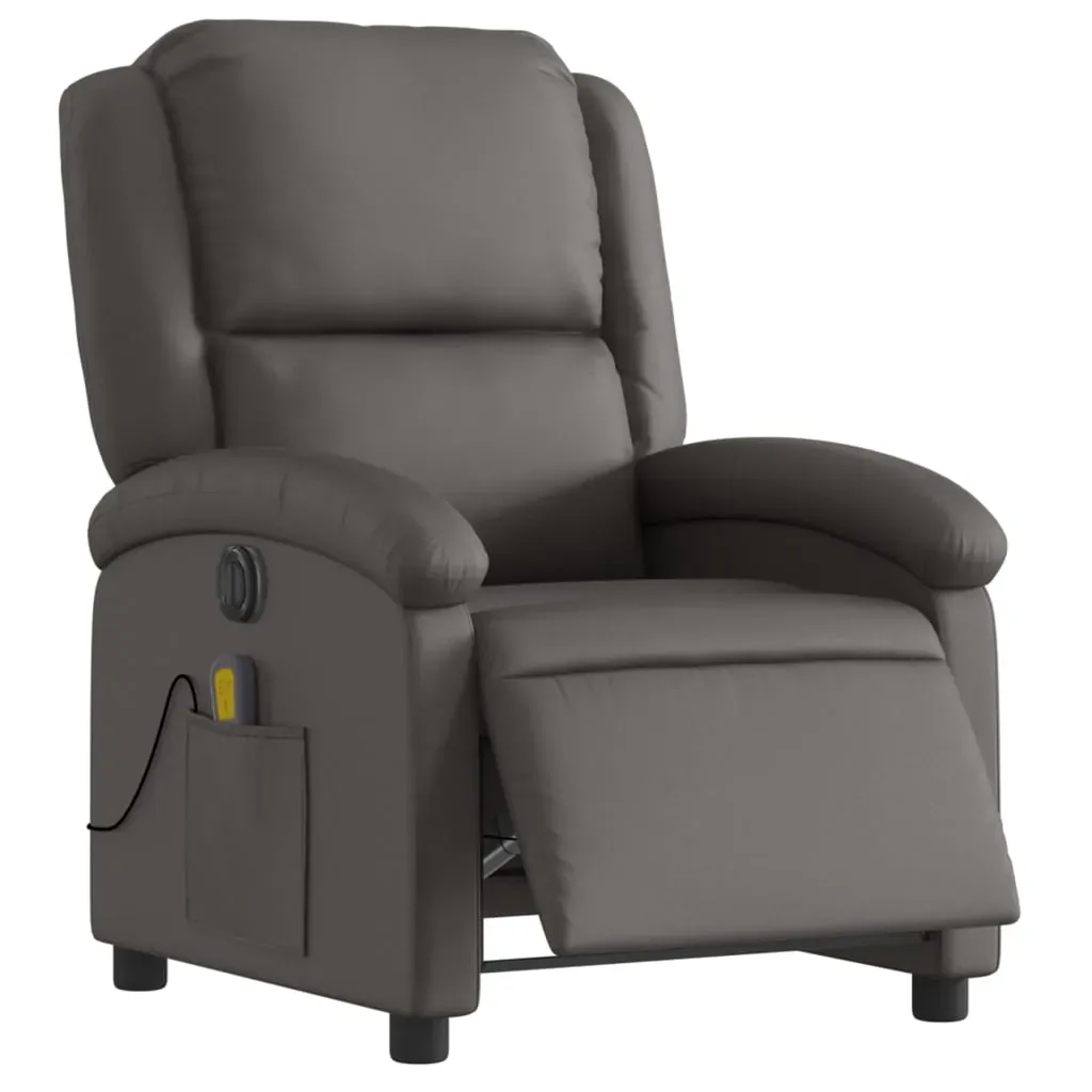 Electric Massage Recliner Chair Grey Real Leather Price