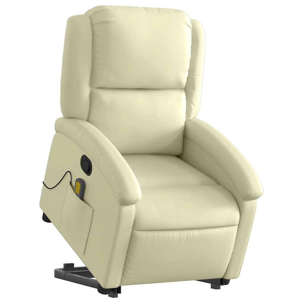 Stand up Massage Recliner Chair Cream Real Leather Price