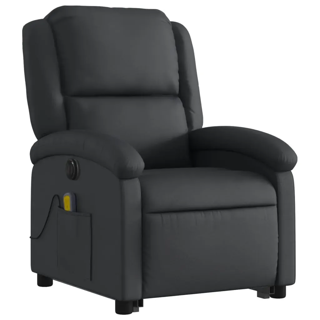 Electric Stand up Massage Recliner Chair Black Real Leather Price
