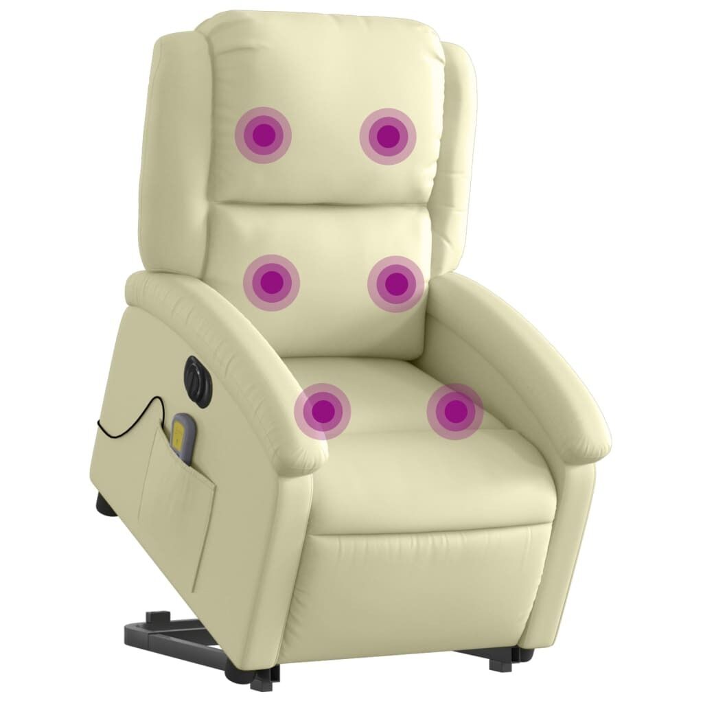 Electric Stand up Massage Recliner Chair Cream Real Leather Price