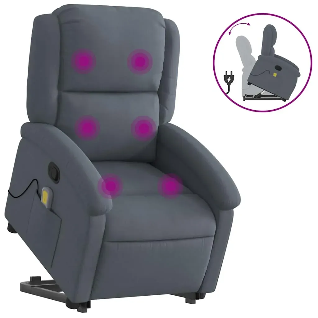 Stand up Massage Recliner Chair Dark Grey Velvet Price