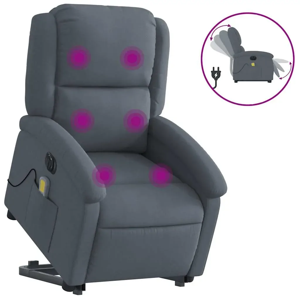Electric Stand up Massage Recliner Chair Dark Grey Velvet Price