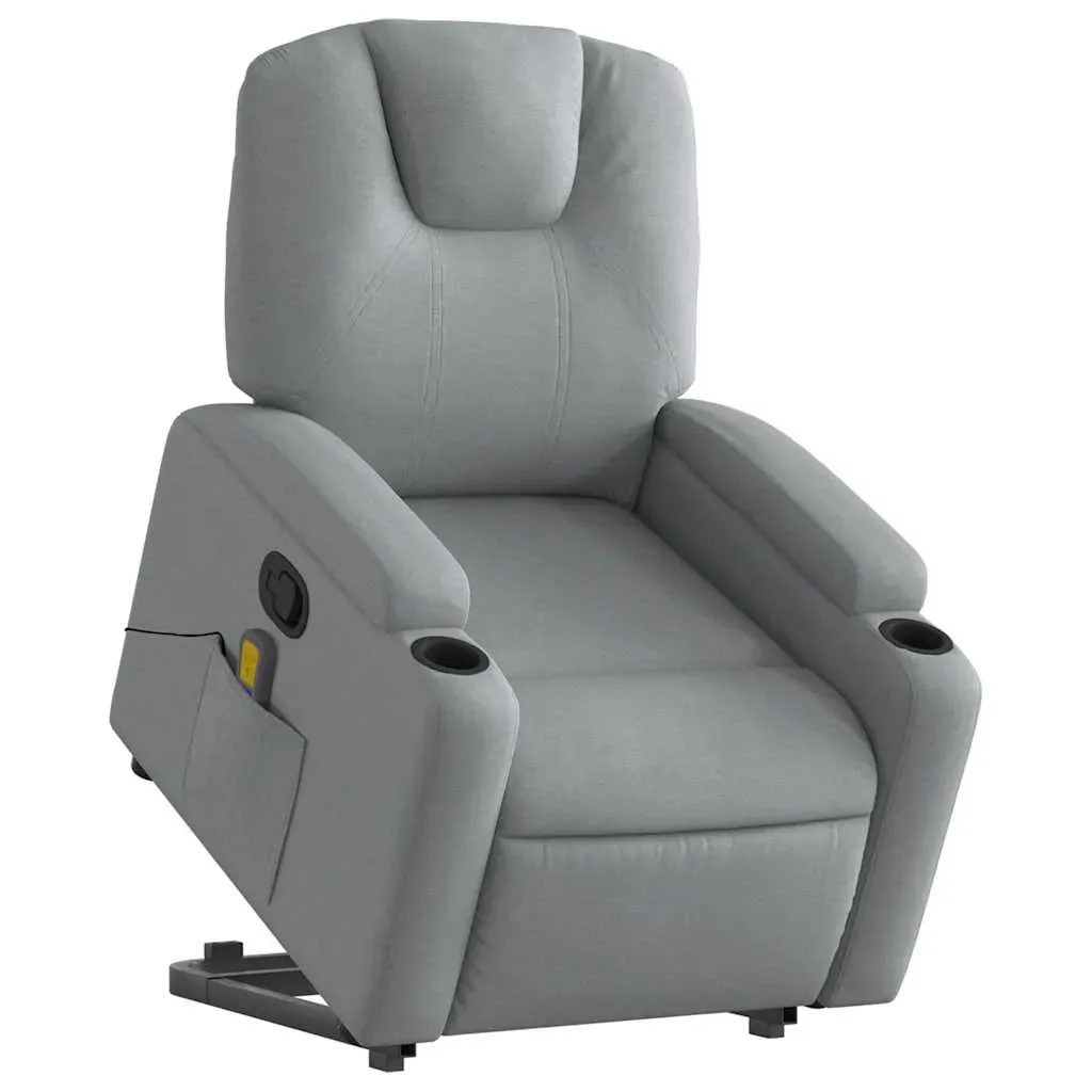 Stand up Massage Recliner Chair Light Grey Fabric Price