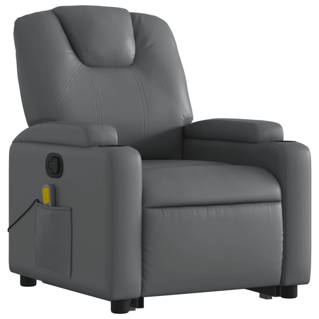 Stand up Massage Recliner Chair Grey Faux Leather Price