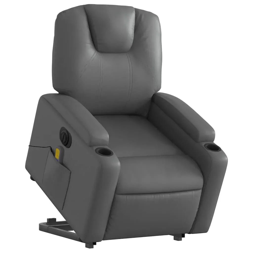 Electric Stand up Massage Recliner Chair Grey Faux Leather Price