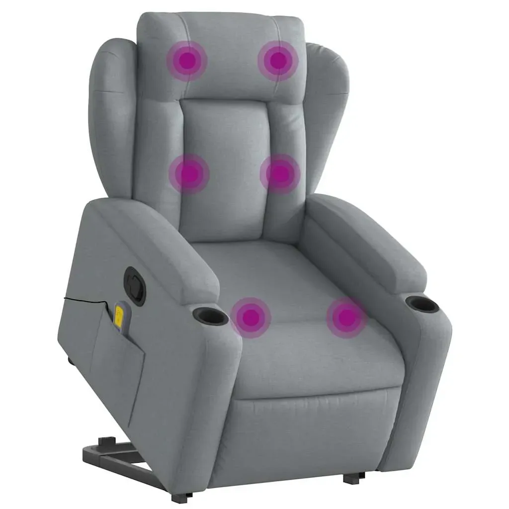 Stand up Massage Recliner Chair Light Grey Fabric Price