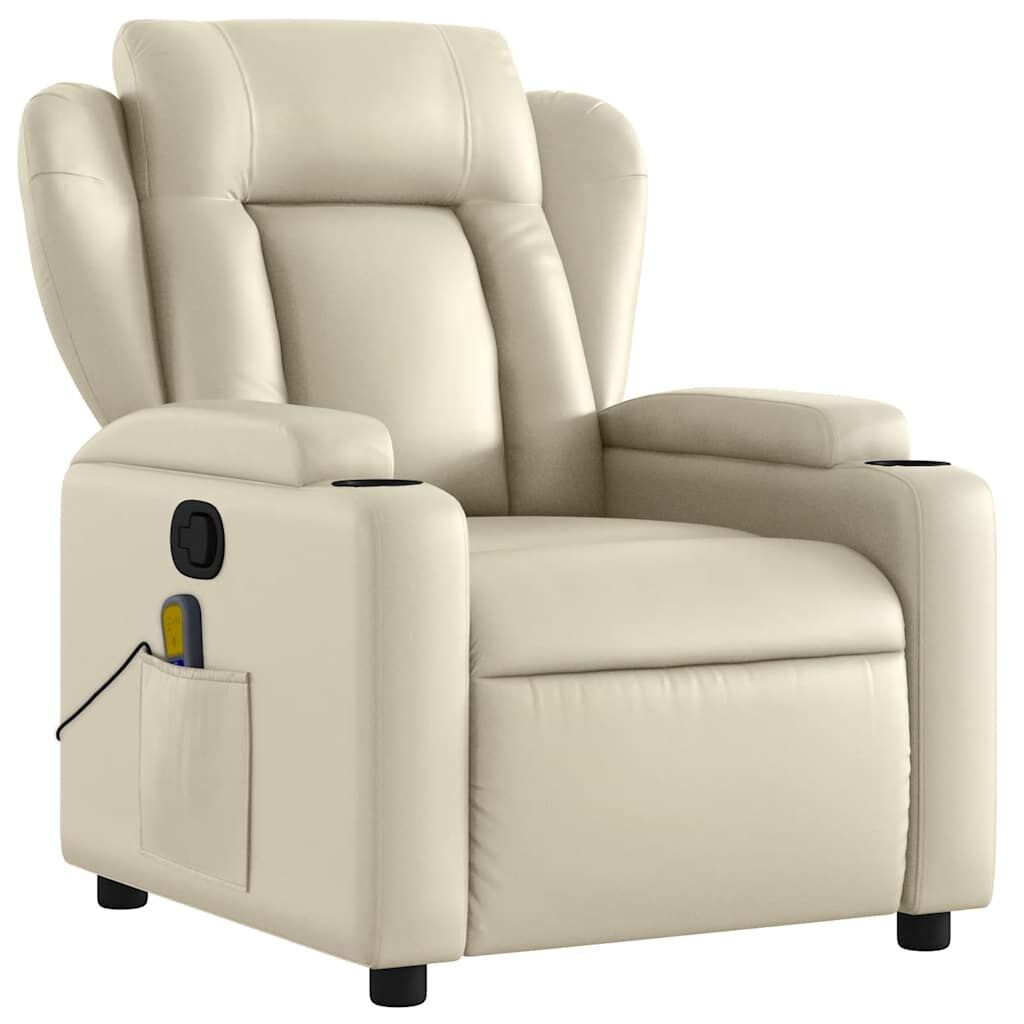 Massage Recliner Chair Cream Faux Leather Price
