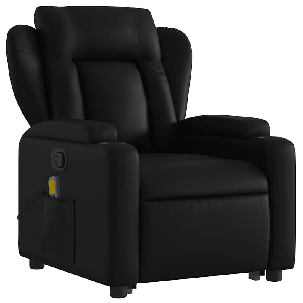 Stand up Massage Recliner Chair Black Faux Leather Price