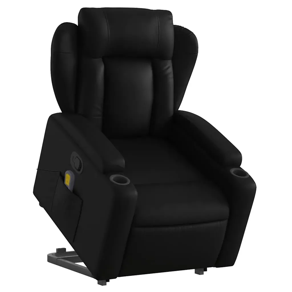 Stand up Massage Recliner Chair Black Faux Leather Price