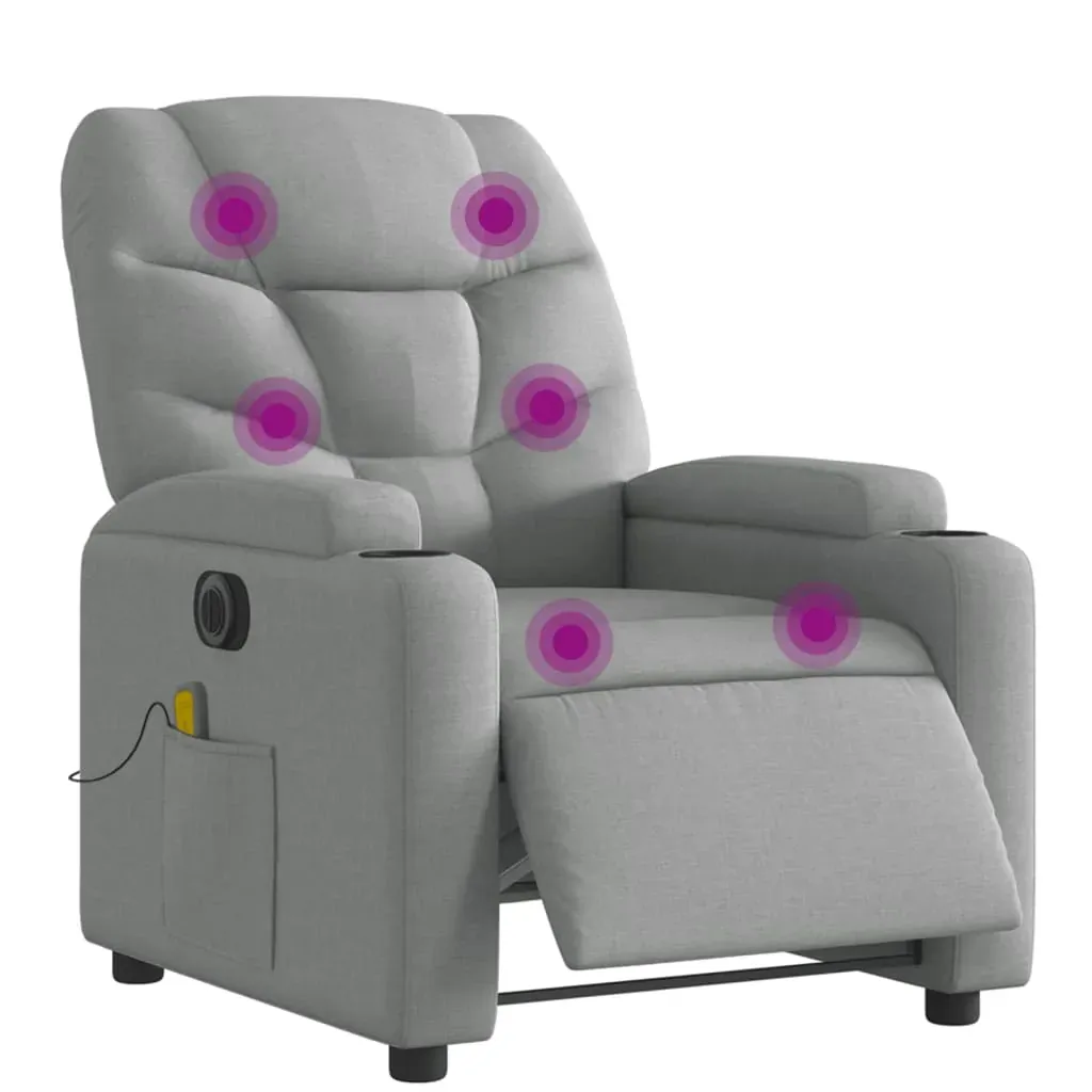 Electric Massage Recliner Chair Light Grey Fabric Price