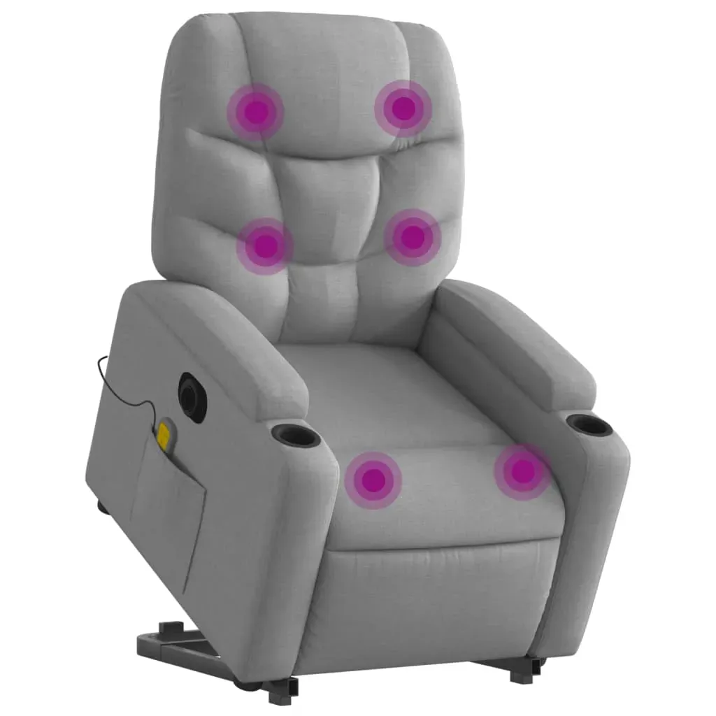 Electric Stand up Massage Recliner Chair Light Grey Fabric Price