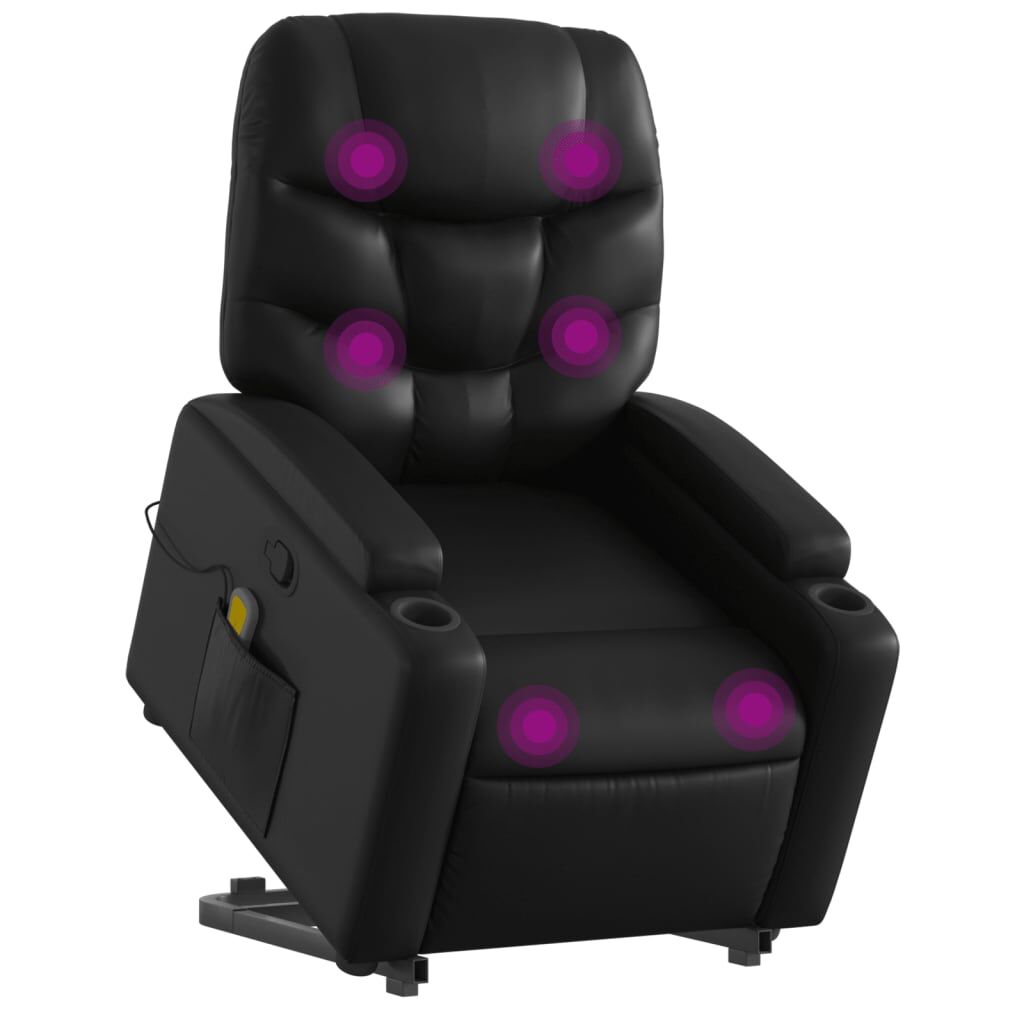 Stand up Massage Recliner Chair Black Faux Leather Price