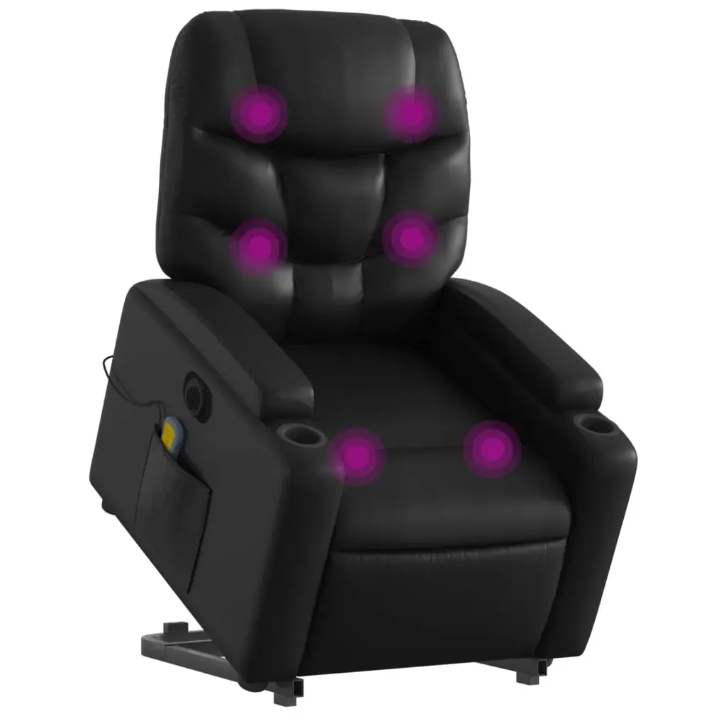 Electric Stand up Massage Recliner Chair Black Faux Leather Price