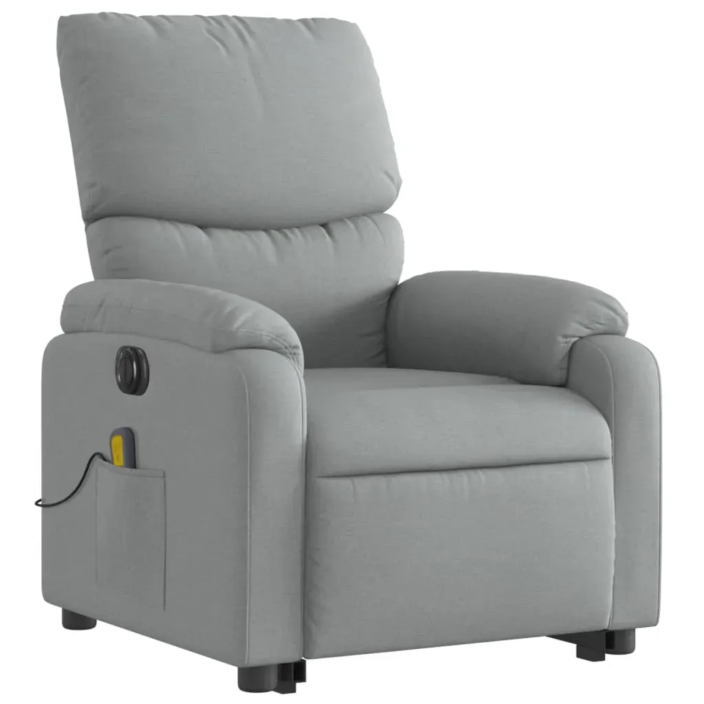 Electric Stand up Massage Recliner Chair Light Grey Fabric Price
