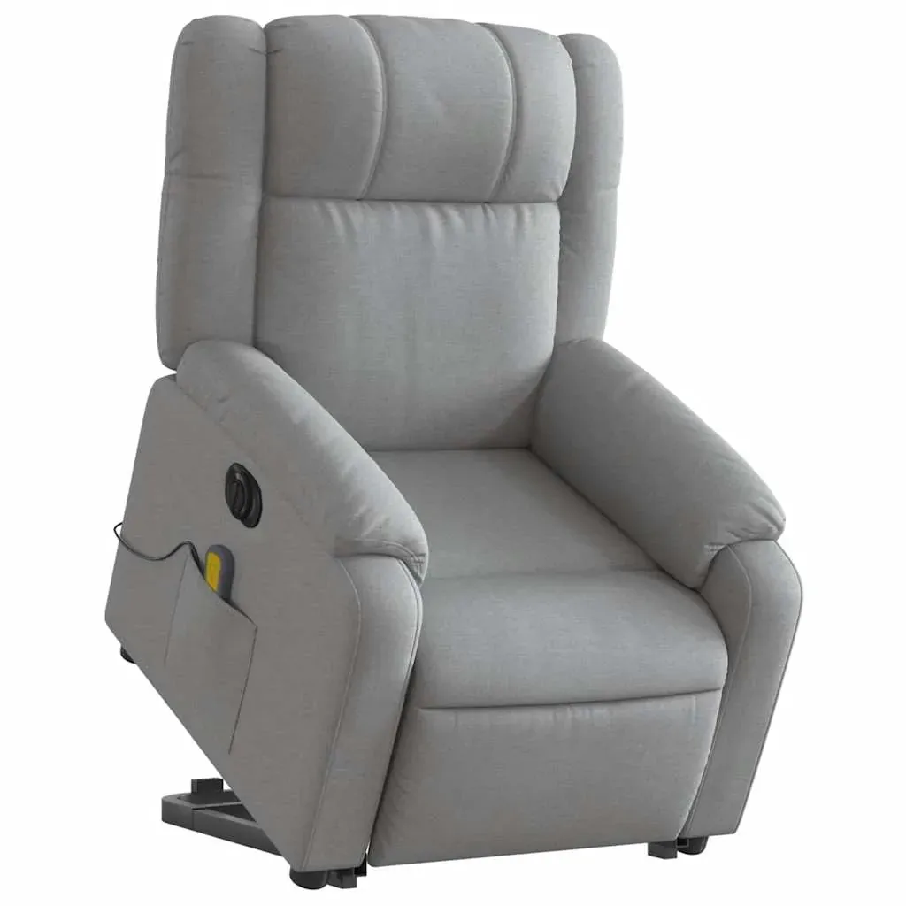 Electric Stand up Massage Recliner Chair Light Grey Fabric Price