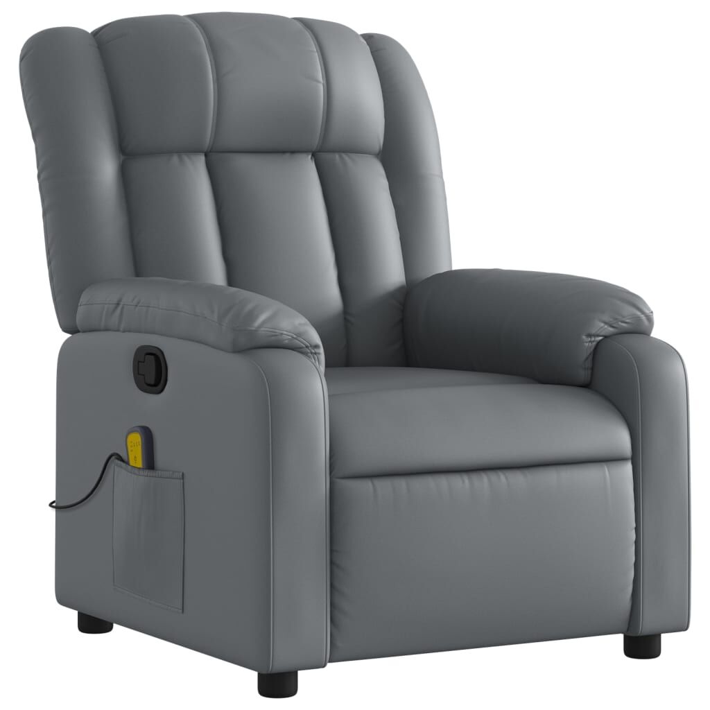Massage Recliner Chair Grey Faux Leather Price