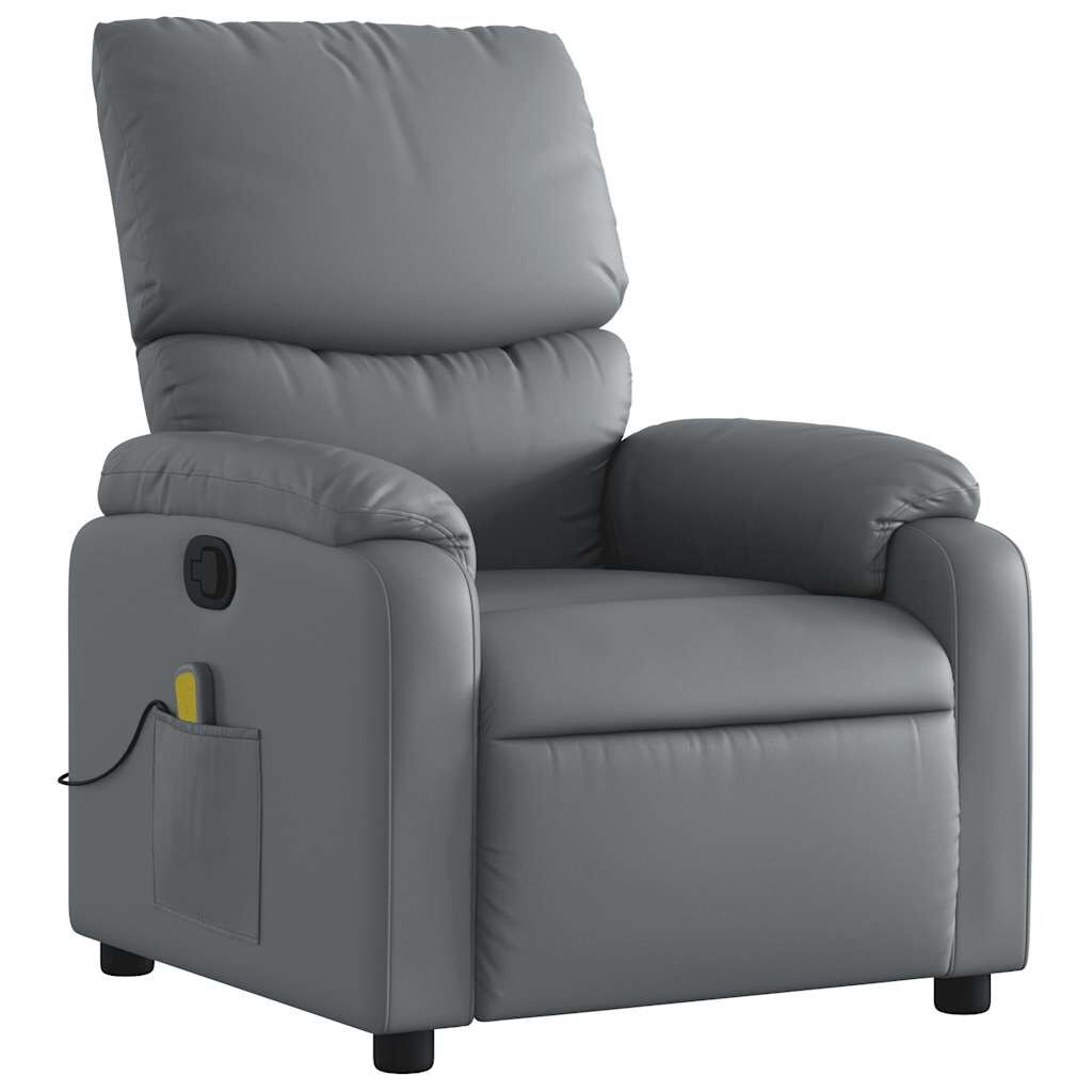Massage Recliner Chair Grey Faux Leather Price