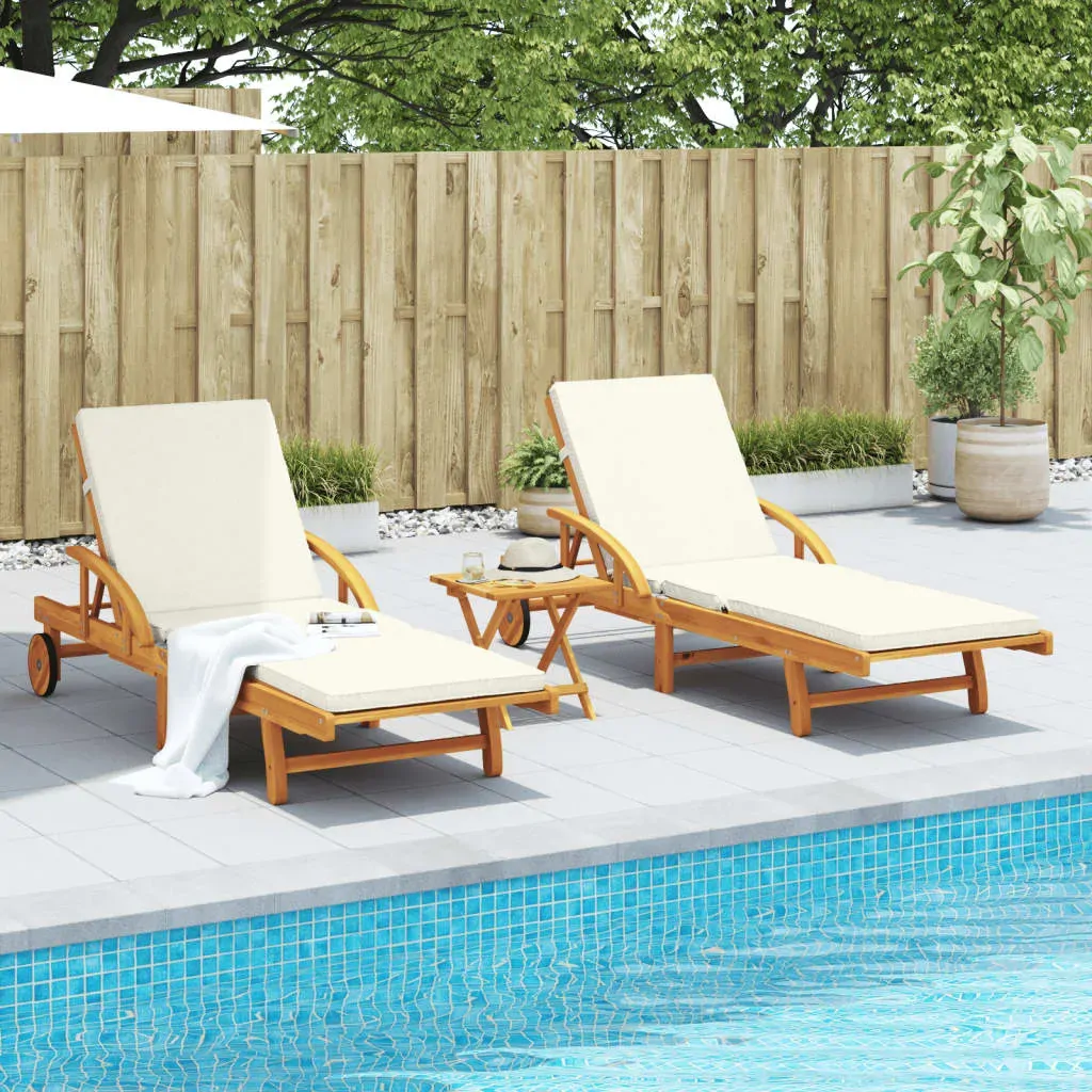 Sun Loungers 2 pcs with Table Solid Wood Acacia Price