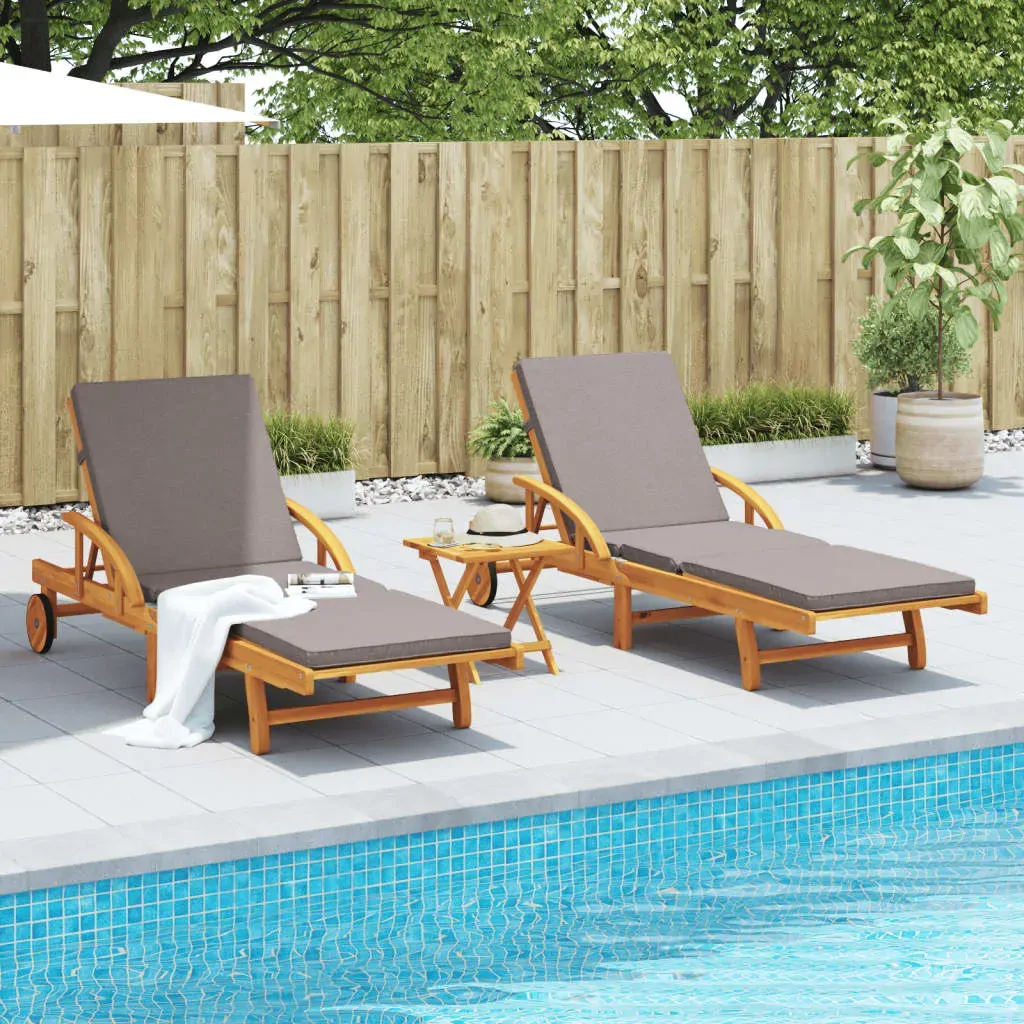 Sun Loungers 2 pcs with Table Solid Wood Acacia Price