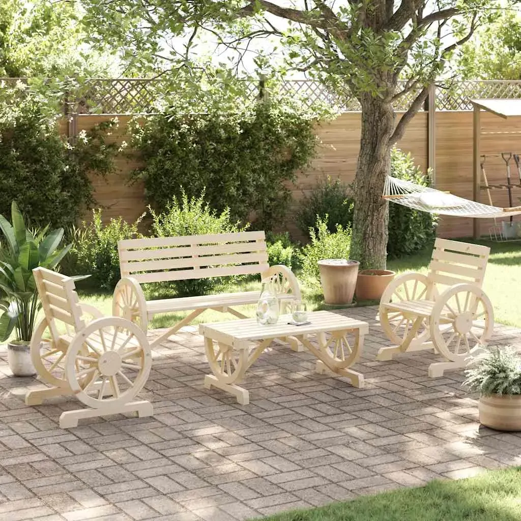 4 Piece Garden Lounge Set Solid Wood Fir Price
